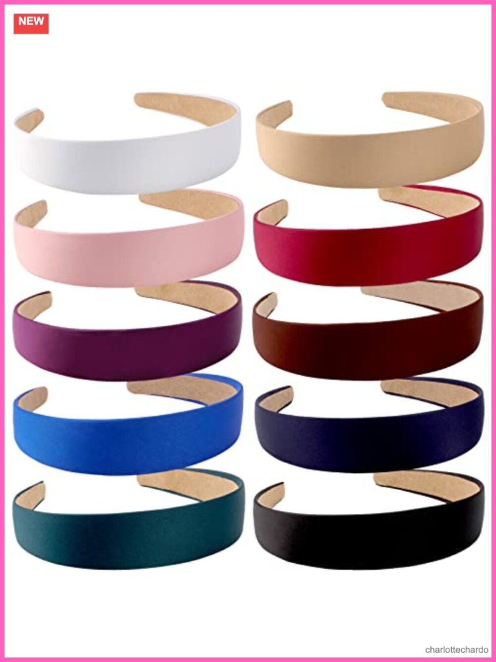 10 Pc Satin Headbands Wide No-Slip Hair Accessories for Women